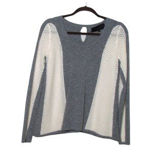 Quinn Cashmere Gray and White Sweater